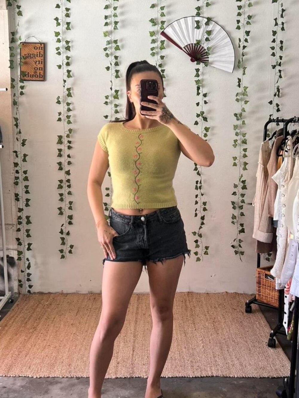 Lambswool Embroidered Knit Top – Size M